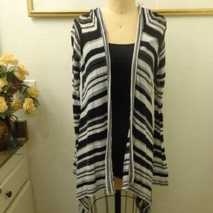 BCBGENERATION Black and White Striped Cardi-Wrap